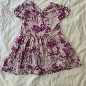 Purple jungle pattern bamboo dress by Kate Quinn 6-12 months